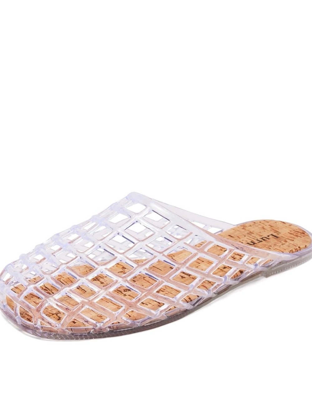 Clear Jelly Slide Sandals with Cork Insole - Women